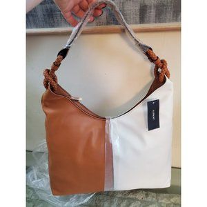 ALFANI Tan and White Shoulder Bag / Large Purse
